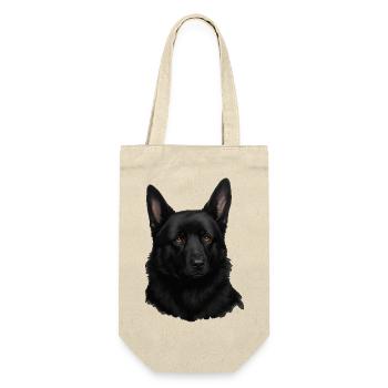 Schwarzer Schäferhund Kopf Portrait - Geschenkbeutel für Flaschen - Natur - Vorne