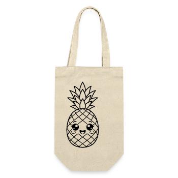 Süßes Kawaii-Ananaskind - Geschenkbeutel für Flaschen - Natur - Vorne