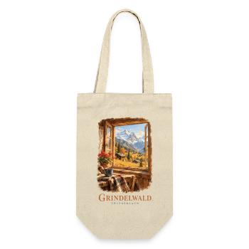 Grindelwald Vintage-Schweizer Charme - Geschenkbeutel für Flaschen - Natur - Vorne