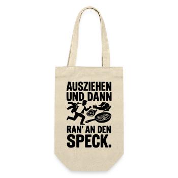 ausziehen ran an den speck - Geschenkbeutel für Flaschen - Natur - Vorne