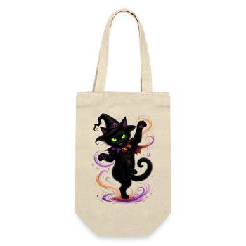 Halloween black cat dancing - Geschenkbeutel für Flaschen - Natur - Vorne