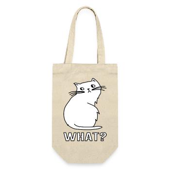 Niedliche Katze What - Geschenkbeutel für Flaschen - Natur - Vorne