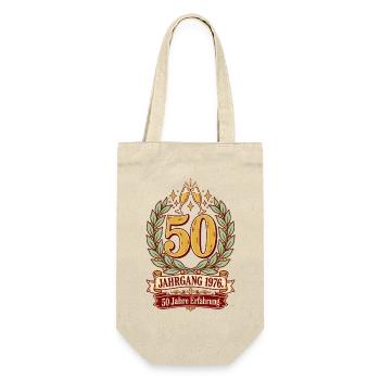 Jahrgang 1976 50 Jahre Erfahrung - Geschenkbeutel für Flaschen - Natur - Vorne