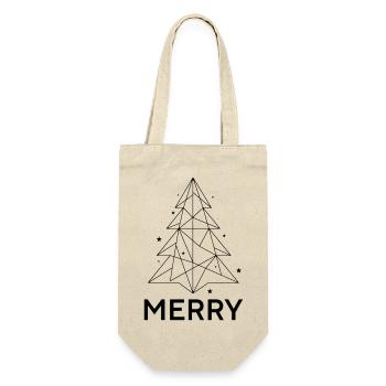 MERRY Chrismas - Weihnachtsbaum Minimalistisch - Geschenkbeutel für Flaschen - Natur - Vorne