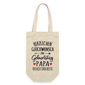 Bester Vater Papa Geburtstag Baby Kind Sohn Outfit - Geschenkbeutel für Flaschen - Natur - Vorne
