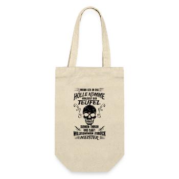 Hölle Teufel lustige Sprüche Grunge - Geschenkbeutel für Flaschen - Natur - Vorne