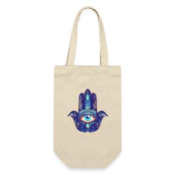 Hamsa Hand, Allsehendes Auge, Nazar, Schutzsymbol - Geschenkbeutel für Flaschen - Natur - Vorne