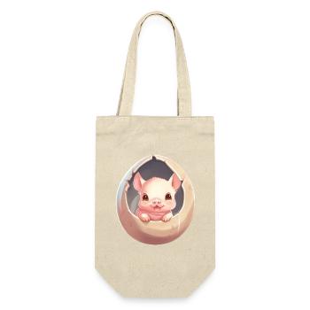 Cute baby pig child sitting in an egg - Gift Bag for Bottles - nature - Front