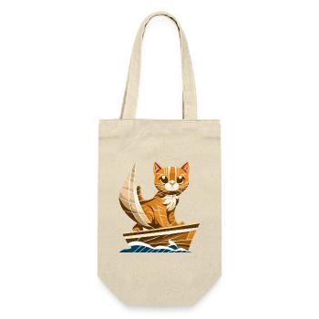 segelt mit Segelboot, Gestreiftes und Abstraktes - Geschenkbeutel für Flaschen - Natur - Vorne