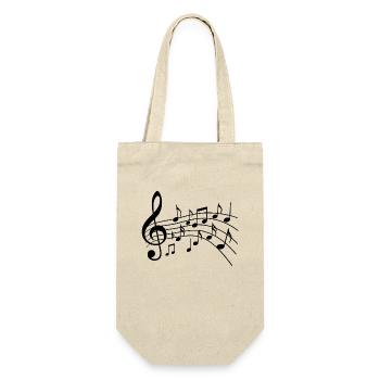 Musiknoten Variante 2 Schwarz - Geschenkbeutel für Flaschen - Natur - Vorne