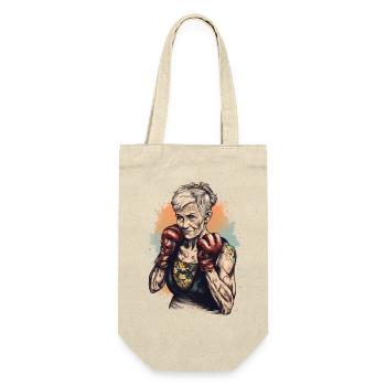 Coole Boxer Oma mit Boxhandschuhen - Geschenkbeutel für Flaschen - Natur - Vorne