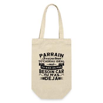 Parrain je n'ai pas trouvé ton cadeau Humour - Sac à bouteille - nature - Devant