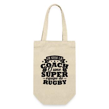 Je suis le coach d une super équipe de rugby - Sac à bouteille - nature - Devant