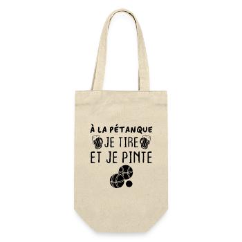 A la pétanque je tire et je pinte - Sac à bouteille - nature - Devant