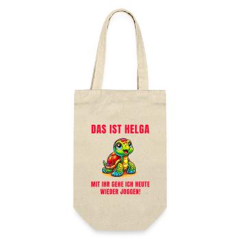 Motivierte Schildkröte Jogging Buddy Helga - Geschenkbeutel für Flaschen - Natur - Vorne