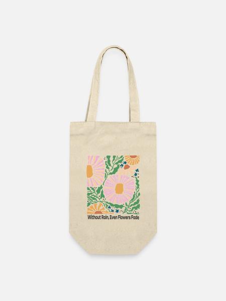 Without Rain Blumen Design Retro Stil - Geschenkbeutel für Flaschen - Natur