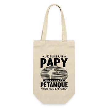 Papy Pétanque Cadeau Humour Boccia Homme Petanque - Sac à bouteille - nature - Devant
