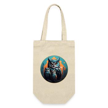 Colorful graphic owl design for owl fans and friends - Gift Bag for Bottles - nature - Front