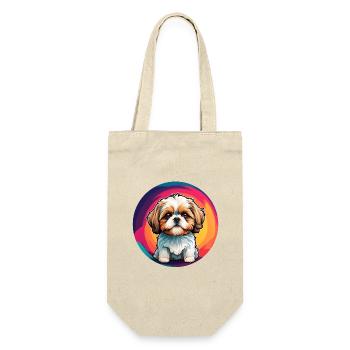Shih Tzu Portrait im Farbkreis - Geschenkbeutel für Flaschen - Natur - Vorne