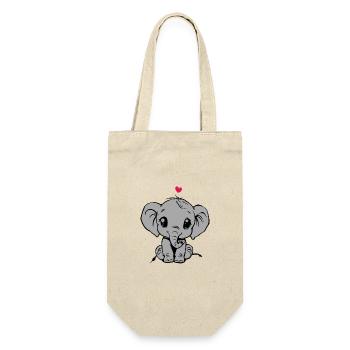 Süßer Elefant und Herz, Geschenk für Baby - Geschenkbeutel für Flaschen - Natur - Vorne