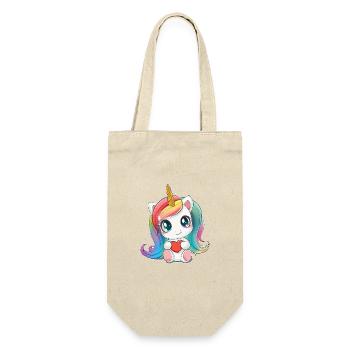 Unicorn and Heart - Baby Unicorn, Toddler Gift Idea - Gift Bag for Bottles - nature - Front