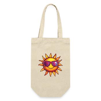 soleil souriant, visage heureux cartoon, lunette - Sac à bouteille - nature - Devant