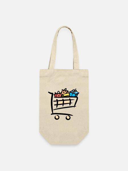 Voller Einkaufswagen Einkaufstaschen Geschenke - Geschenkbeutel für Flaschen - Natur