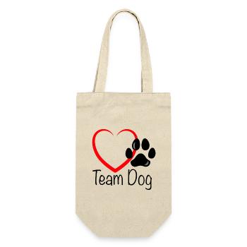 Team Dog Herz - Geschenkbeutel für Flaschen - Natur - Vorne