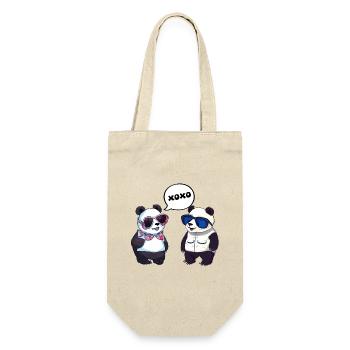 Cool panda design with two cute pandas - Gift Bag for Bottles - nature - Front