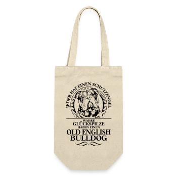 OLD ENGLISH BULLDOG Schutzengel Spruch WILSIGNS - Geschenkbeutel für Flaschen - Natur - Vorne