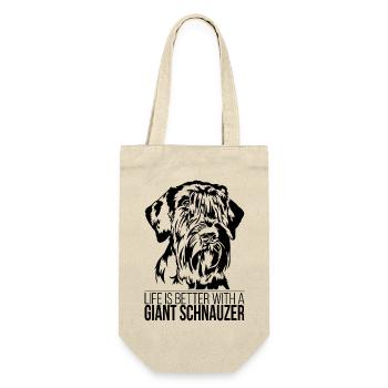 Giant Schnauzer life is better Hunde Hund Wilsigns - Geschenkbeutel für Flaschen - Natur - Vorne