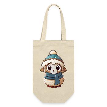 Mouton mignon avec écharpe et chapeau à pompon. - Sac à bouteille - nature - Devant