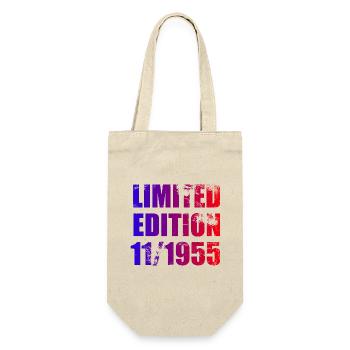 69. Geburtstag Limited Edition 11/1955 - Geschenkbeutel für Flaschen - Natur - Vorne