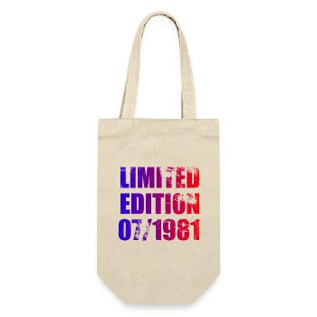 44. Geburtstag Limited Edition 07/1981 - Geschenkbeutel für Flaschen - Natur - Vorne