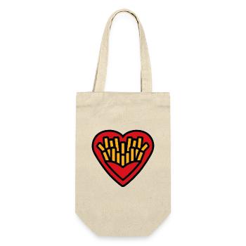 Coeur Frites Pop Art - Sac à bouteille - nature - Devant