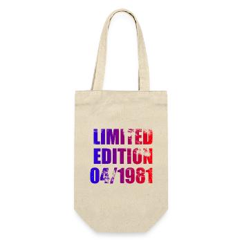 44. Geburtstag Limited Edition 04/1981 - Geschenkbeutel für Flaschen - Natur - Vorne