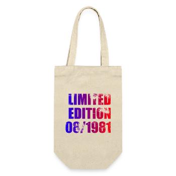 44. Geburtstag Limited Edition 08/1981 - Geschenkbeutel für Flaschen - Natur - Vorne