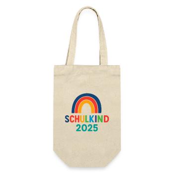 Schulkind 2025 - Geschenkbeutel für Flaschen - Natur - Vorne
