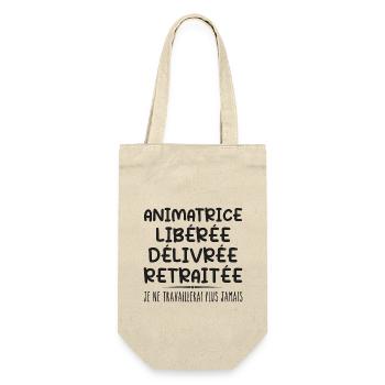 Gastgeberin feiert ihren Ruhestand mit humorvollem Geschenk - Geschenkbeutel für Flaschen - Natur - Vorne