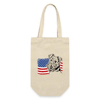 Airedale Terrier US Amerika Fahne Wilsigns - Geschenkbeutel für Flaschen - Natur - Vorne