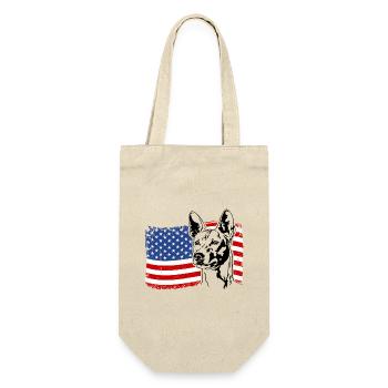 Basenji US Amerika Fahne Hunde Wilsigns - Geschenkbeutel für Flaschen - Natur - Vorne