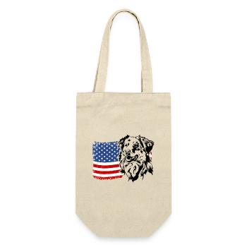 Australian Shepherd US America Flag Dog Wilsigns - Gift Bag for Bottles - nature - Front