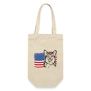 Corgi US Amérique Drapeau Chiens Chien Wilsigns - Sac à bouteille - nature - Devant