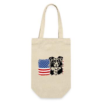 Border Collie US Amérique Drapeau Chiens Chien Wilsigns - Sac à bouteille - nature - Devant
