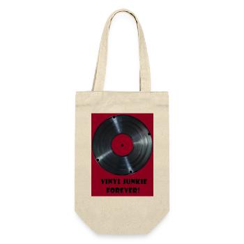 Vinyl Junkie forever - rot - Geschenkbeutel für Flaschen - Natur - Vorne
