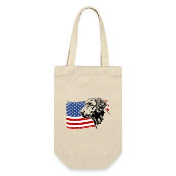 Curly Coated Retriever US Amerika Fahne Wilsigns - Geschenkbeutel für Flaschen - Natur - Vorne