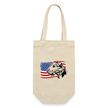 Airedale Terrier US Amerika Fahne Wilsigns - Geschenkbeutel für Flaschen - Natur - Vorne