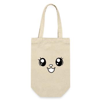 Happy girl face, cute wide eyes - Gift Bag for Bottles - nature - Front