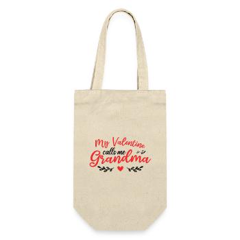 My Valentine Calls Me Grandma - Geschenkbeutel für Flaschen - Natur - Vorne