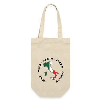 Italy - Italia Sole, Vino, Pasta, Pizza e Amore - Gift Bag for Bottles - nature - Front